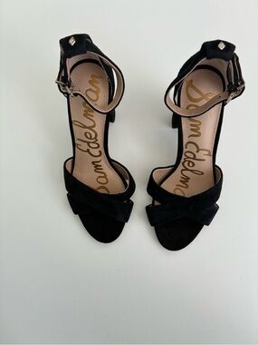 Sam Edelman Yancy Black Suede Block Heel Sandals Size 6 NWT